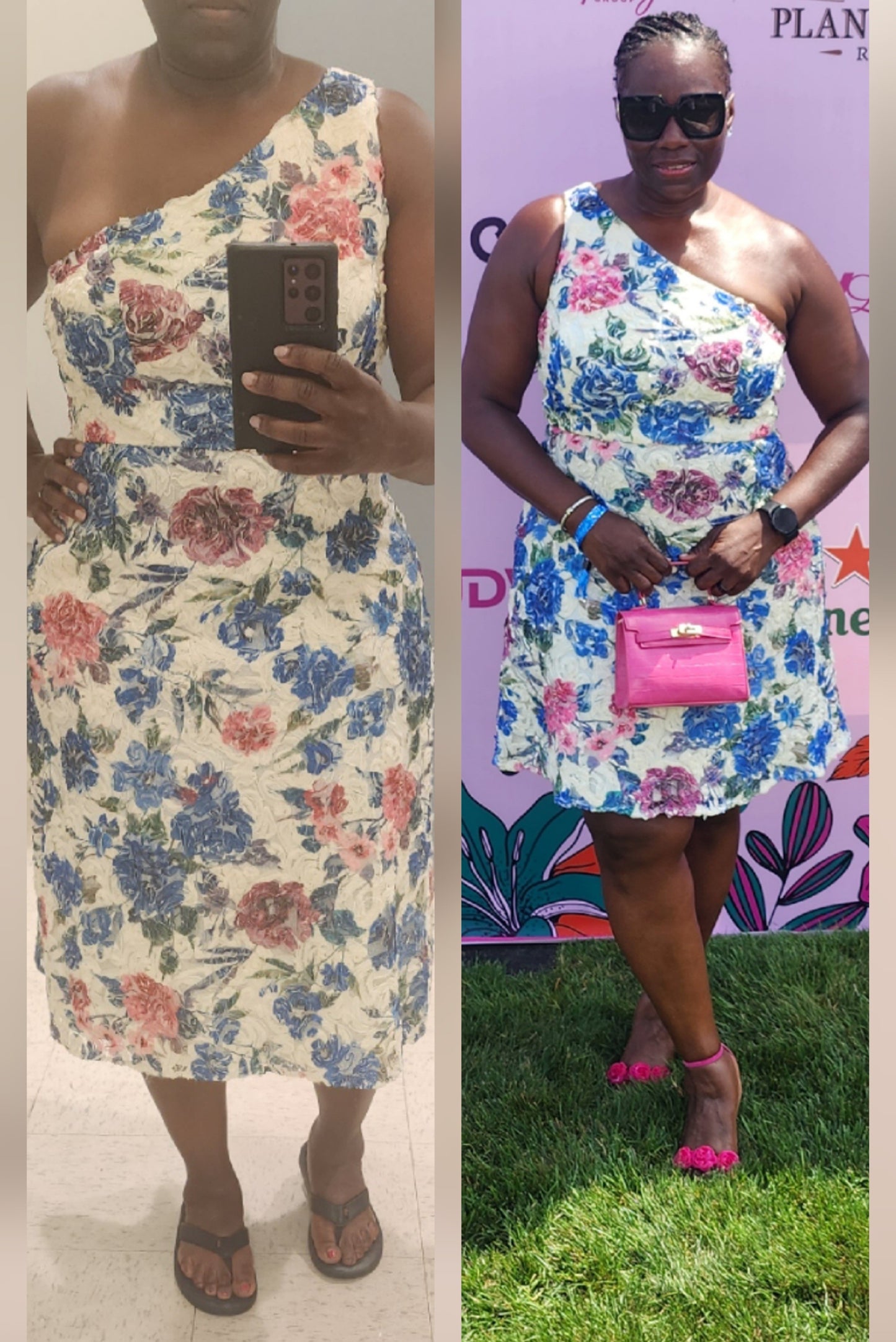 Lace One-Shoulder Fit & Flare Dress