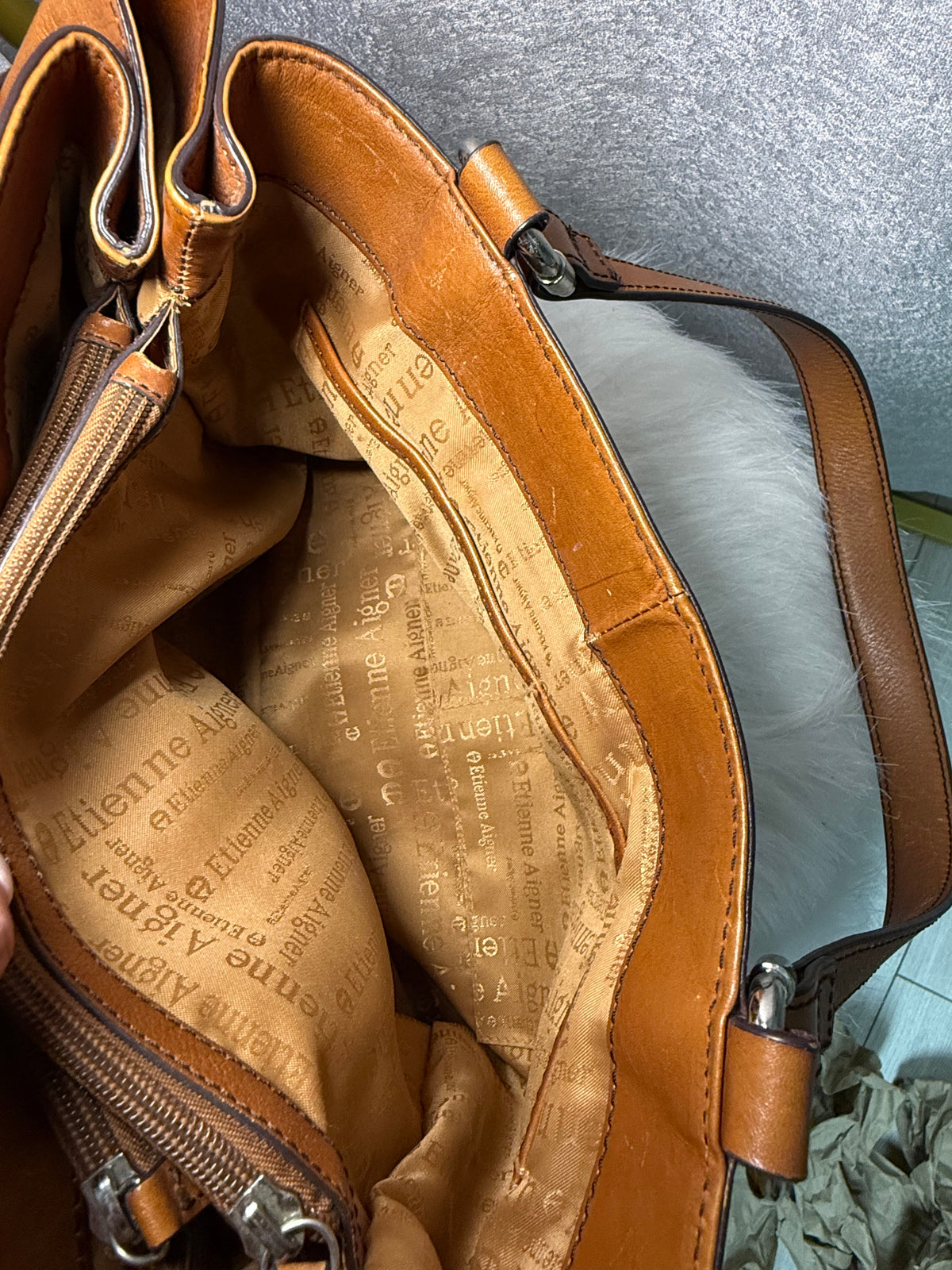 Vintage Etienne Aigner Cognac Leather Shoulder Bag