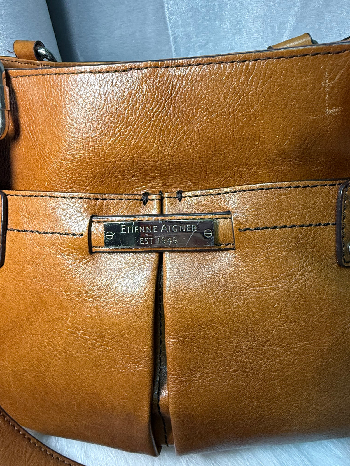Vintage Etienne Aigner Cognac Leather Shoulder Bag
