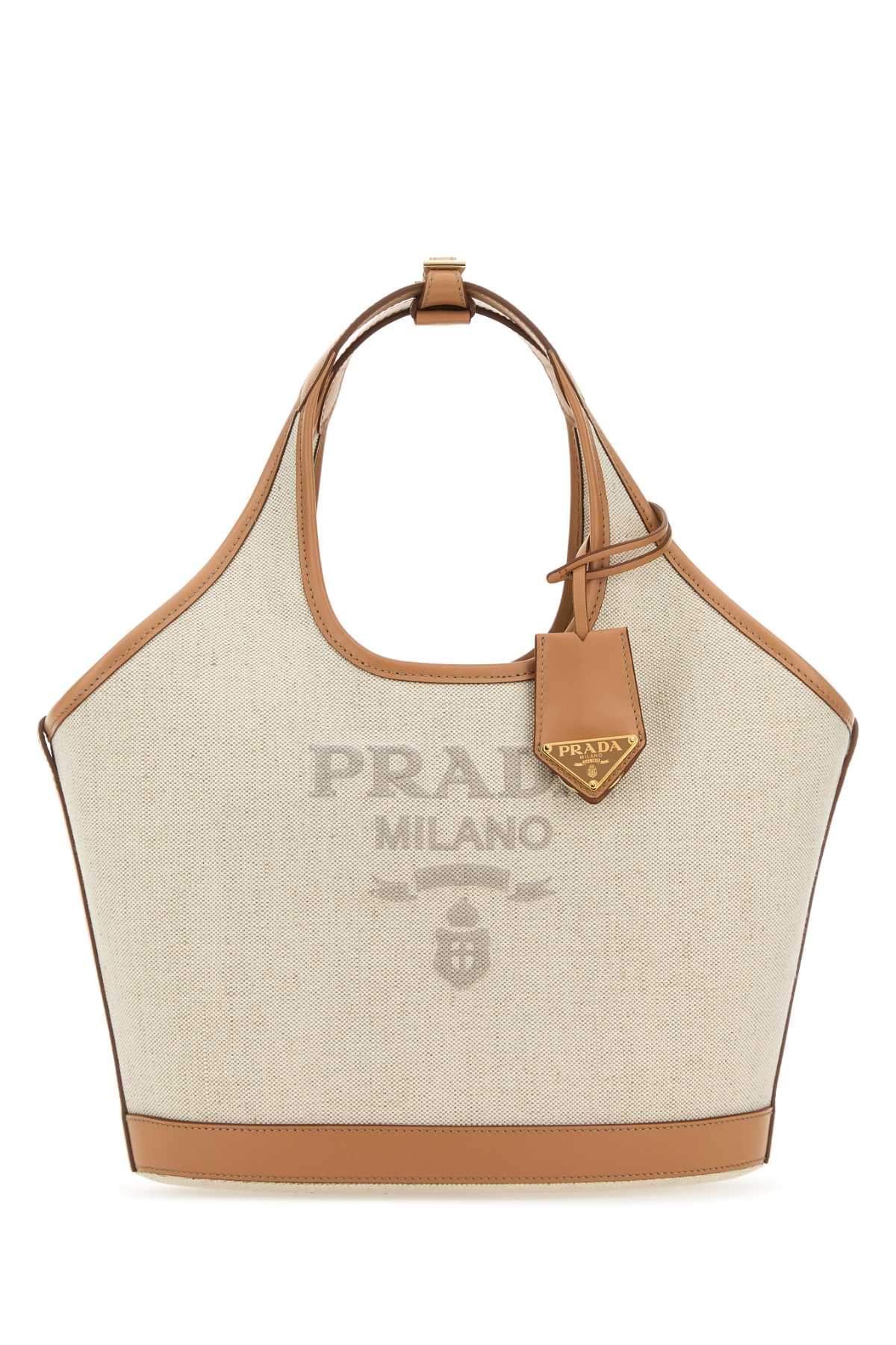 Prada Women Sand Canvas Handbag