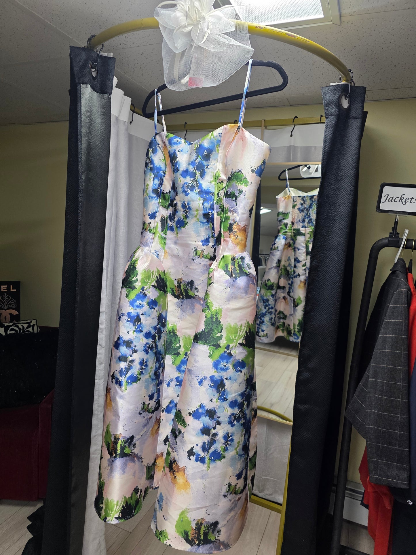 Express Floral Satin Sweetheart Fit & Flare Midi Dress — Multi Color