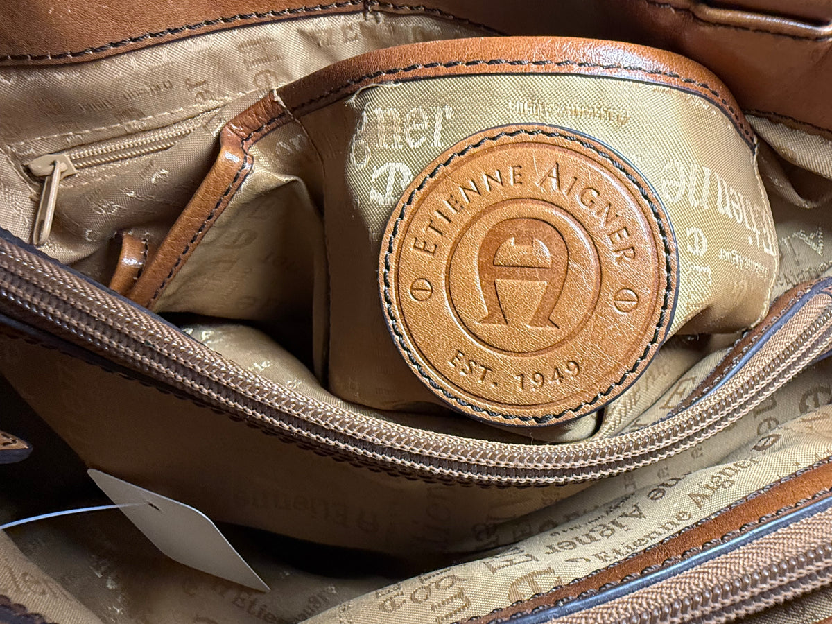 Vintage Etienne Aigner Cognac Leather Shoulder Bag