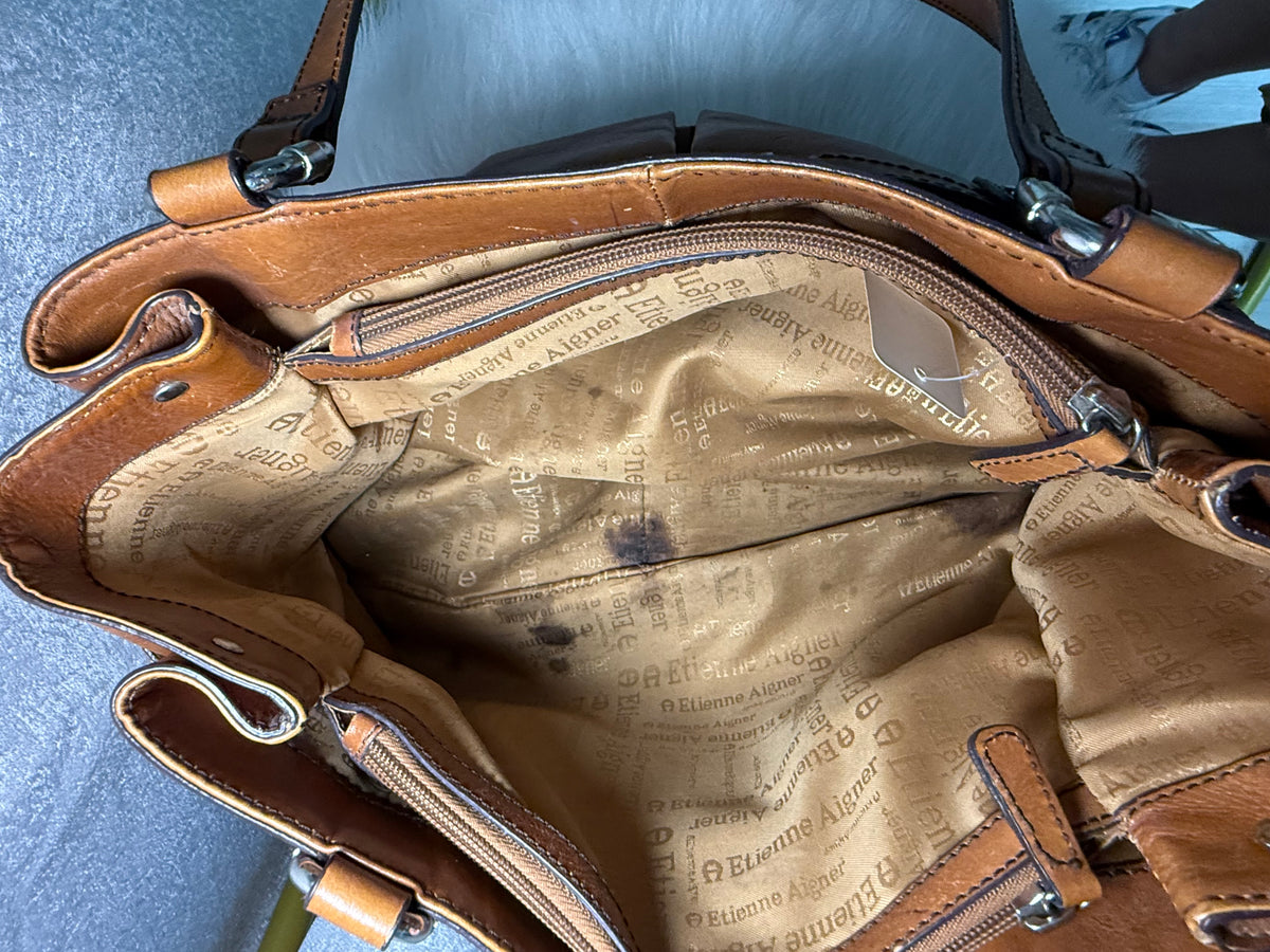 Vintage Etienne Aigner Cognac Leather Shoulder Bag