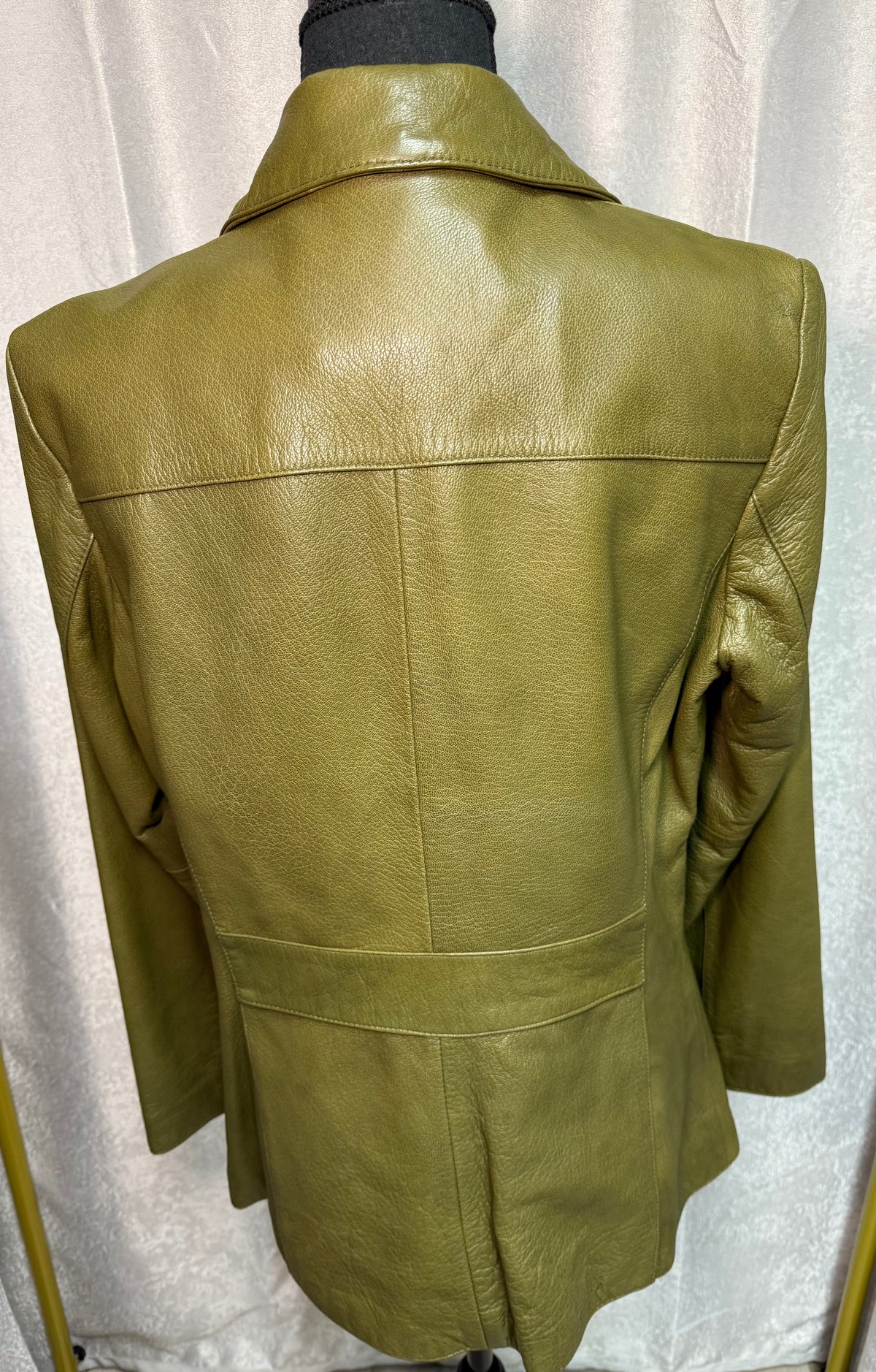 Nine West Olive Green Leather Blazer Jacket