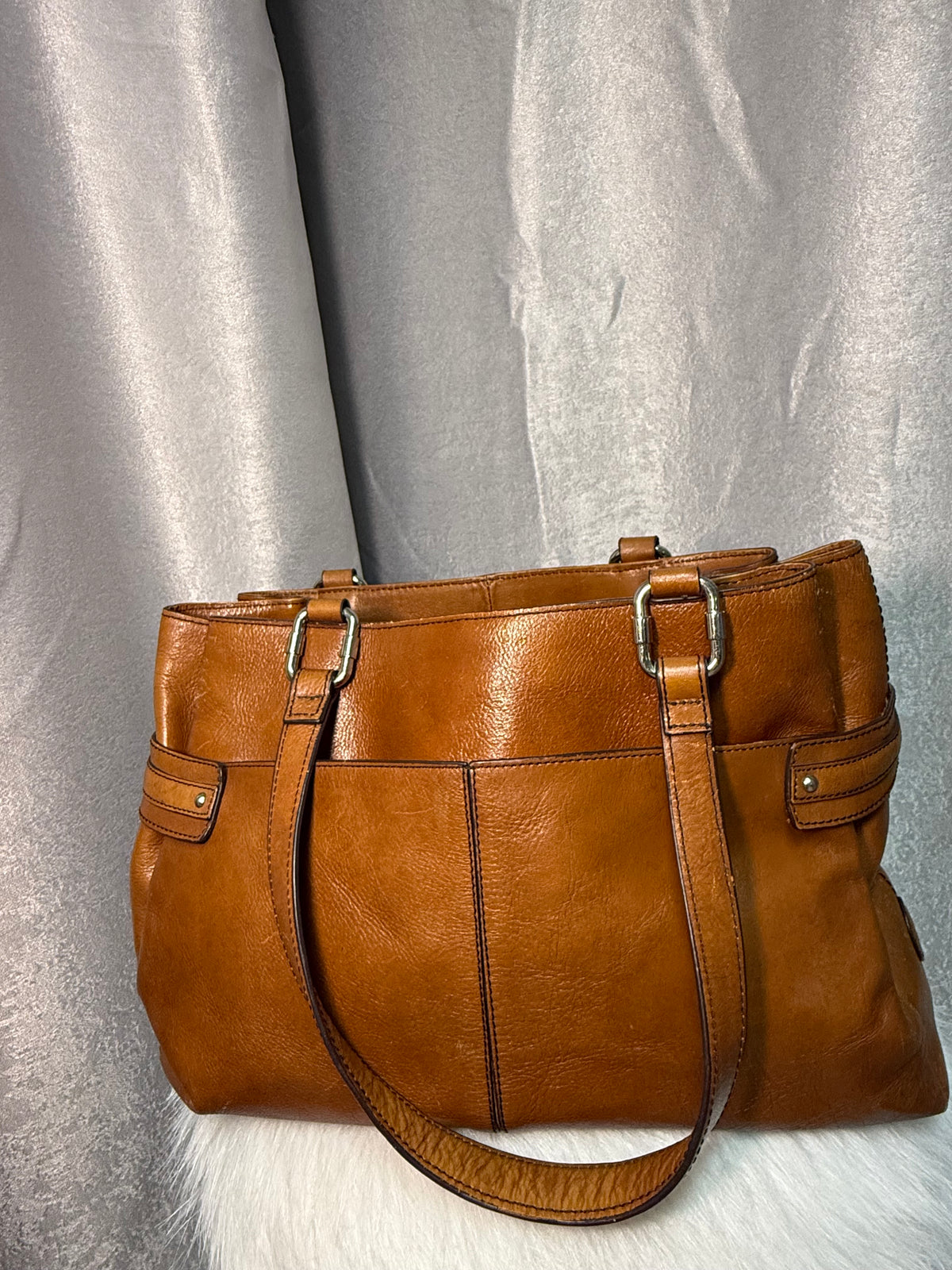 Vintage Etienne Aigner Cognac Leather Shoulder Bag