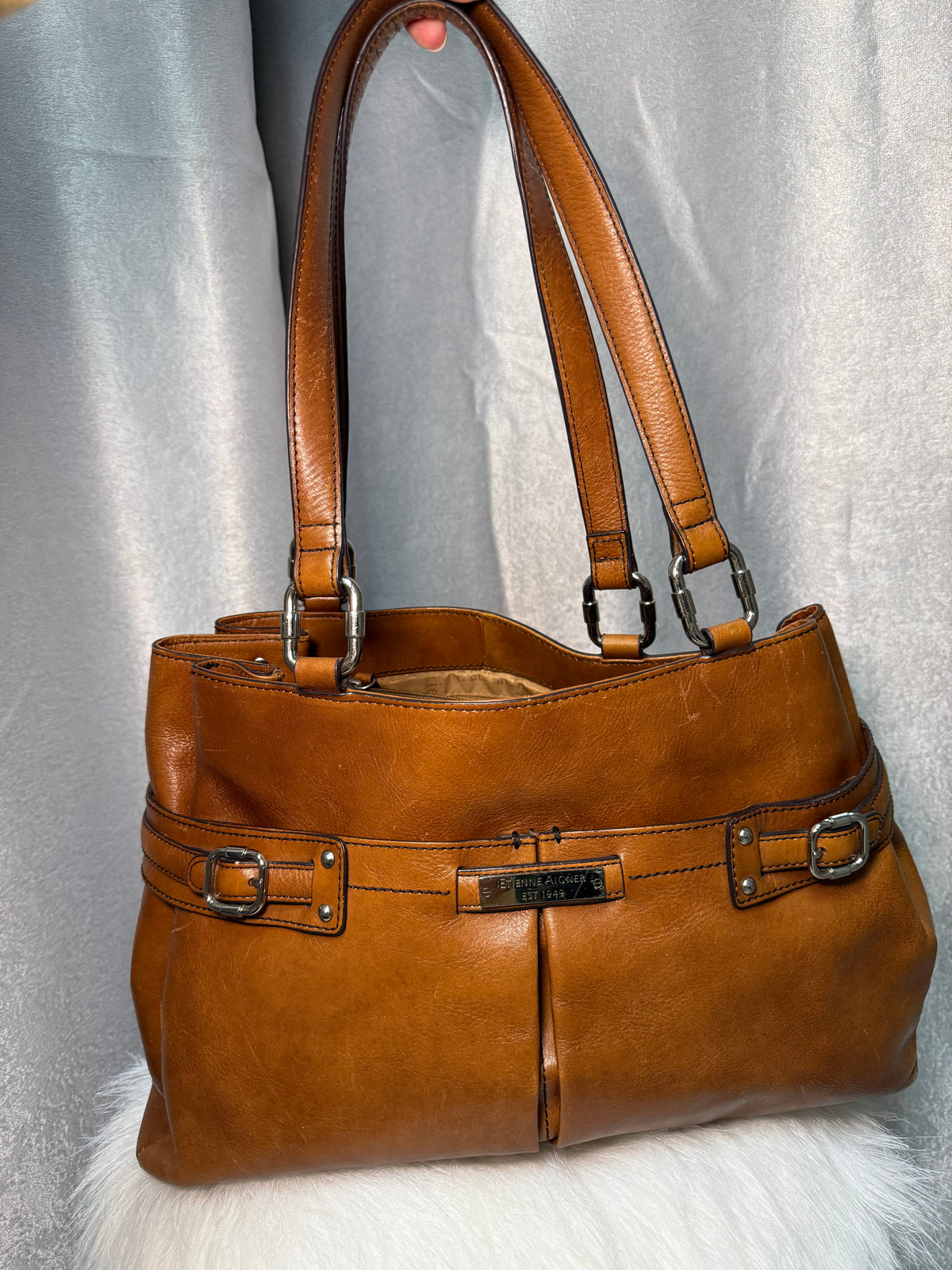 Vintage Etienne Aigner Cognac Leather Shoulder Bag