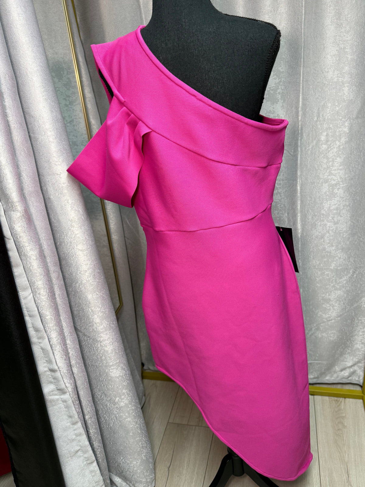 Bebe Asymmetrical High Slit Bandage Midi Dress - NWT - Size XL