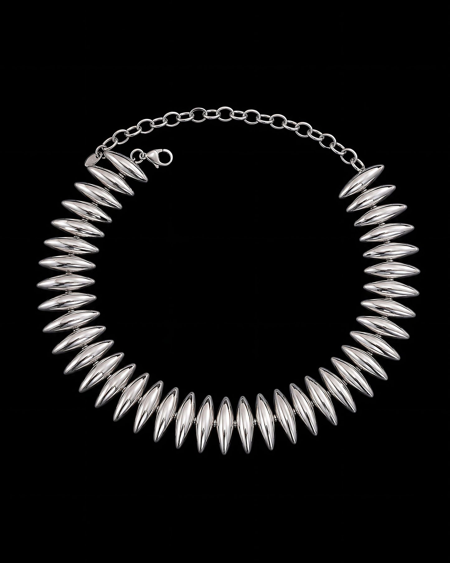 Oval Disc Necklace - Silver
