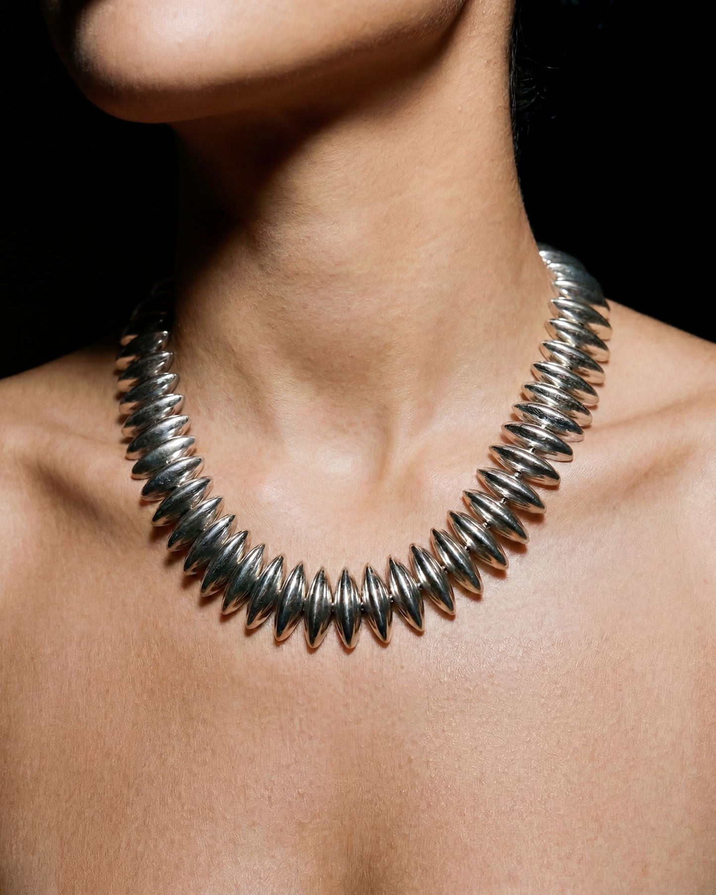 Oval Disc Necklace - Silver
