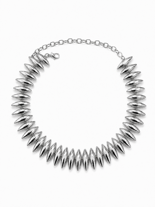 Oval Disc Necklace - Silver