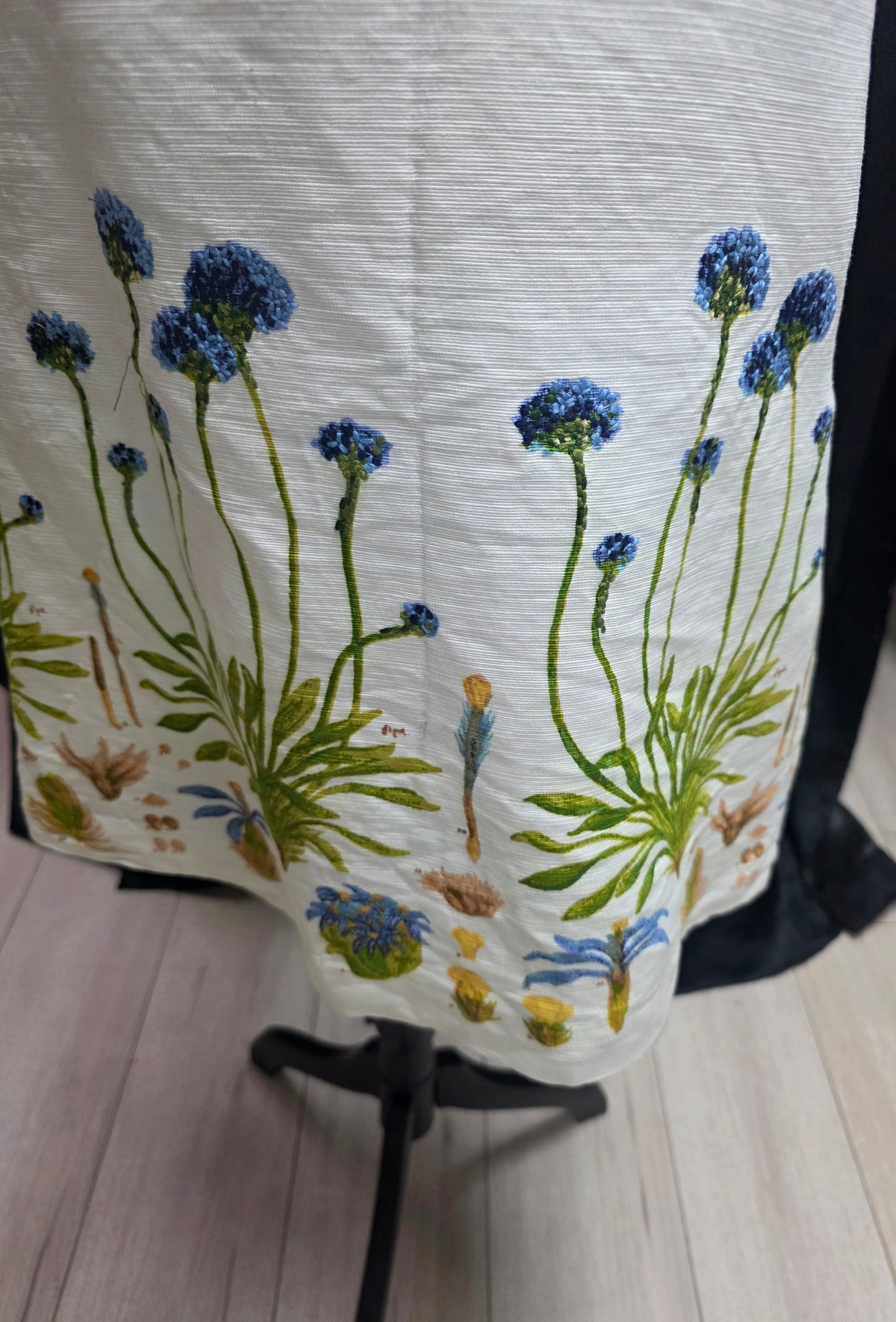 Tory Burch Ivory & Blue Floral Embroidered Dress