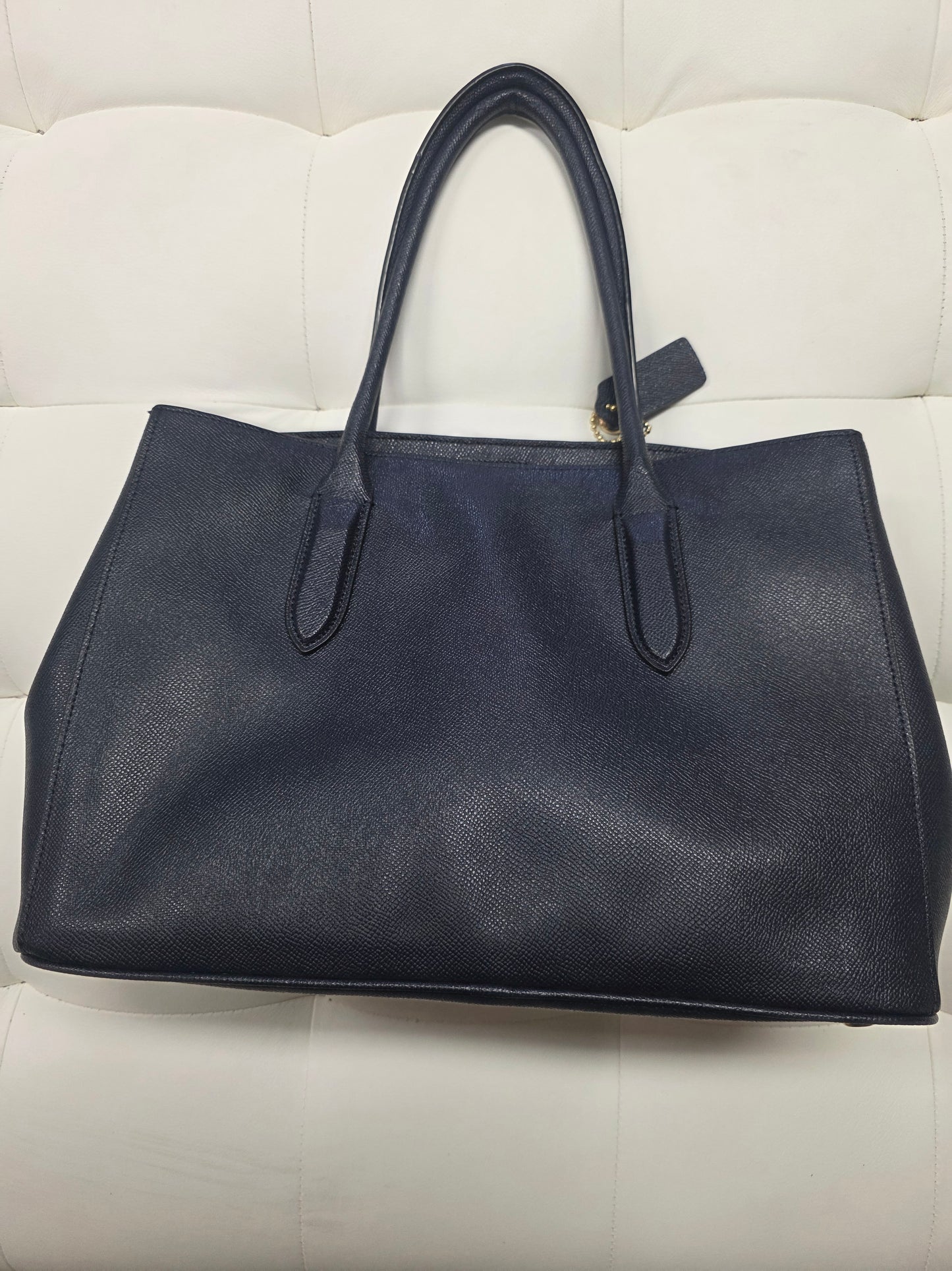 Coach Navy Pebbled Leather Tote Bag