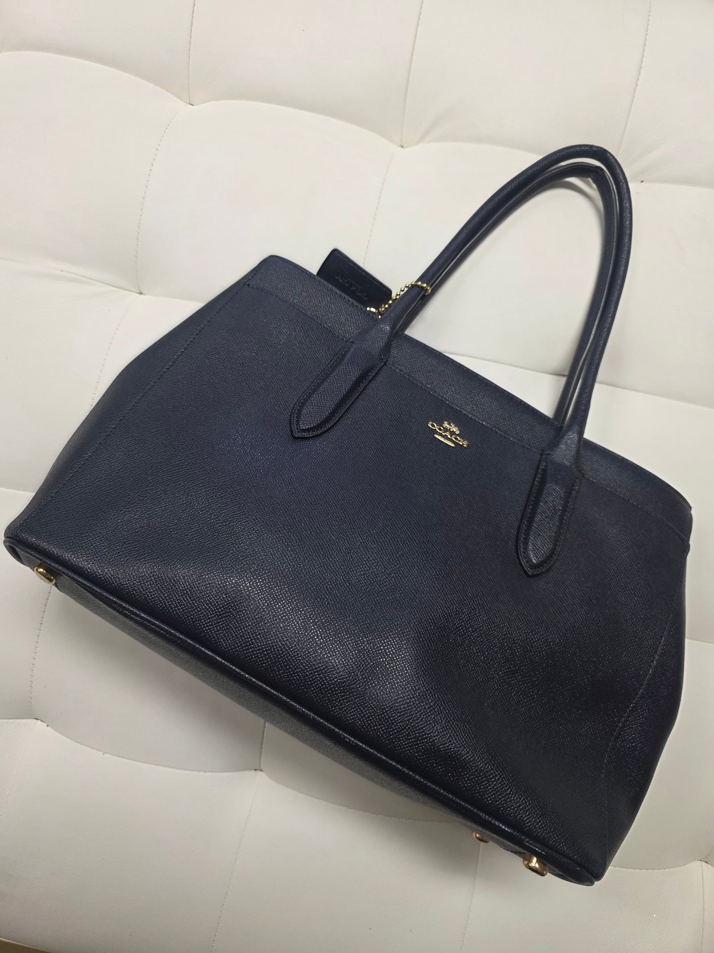 Coach Navy Pebbled Leather Tote Bag