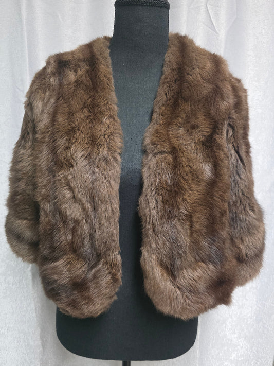 Vintage Brown Fur Capelet - Size M/L