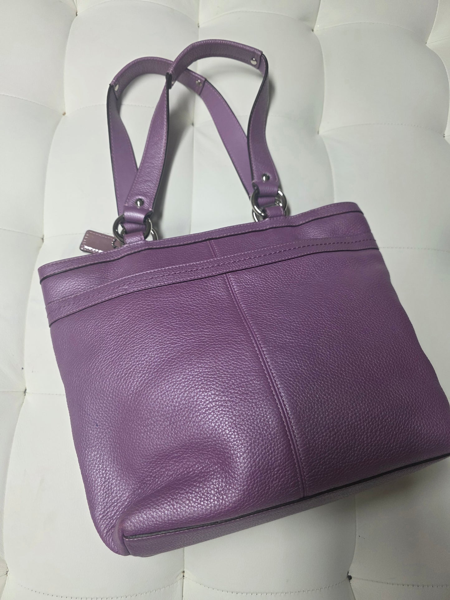 Coach Pebbled Leather Tote Bag – Lavender/Purple