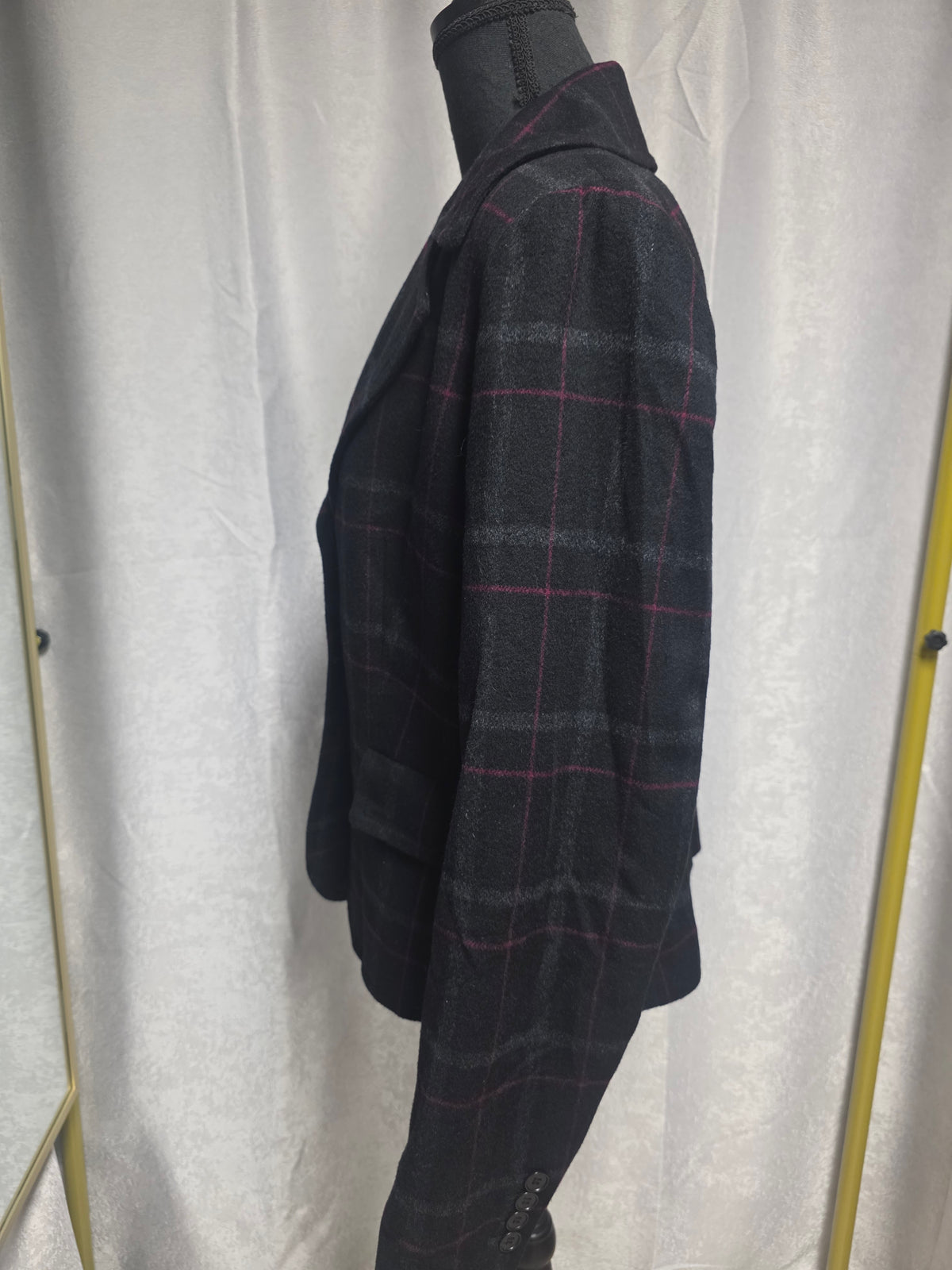 Charcoal Plaid Blazer Jacket - Size 12