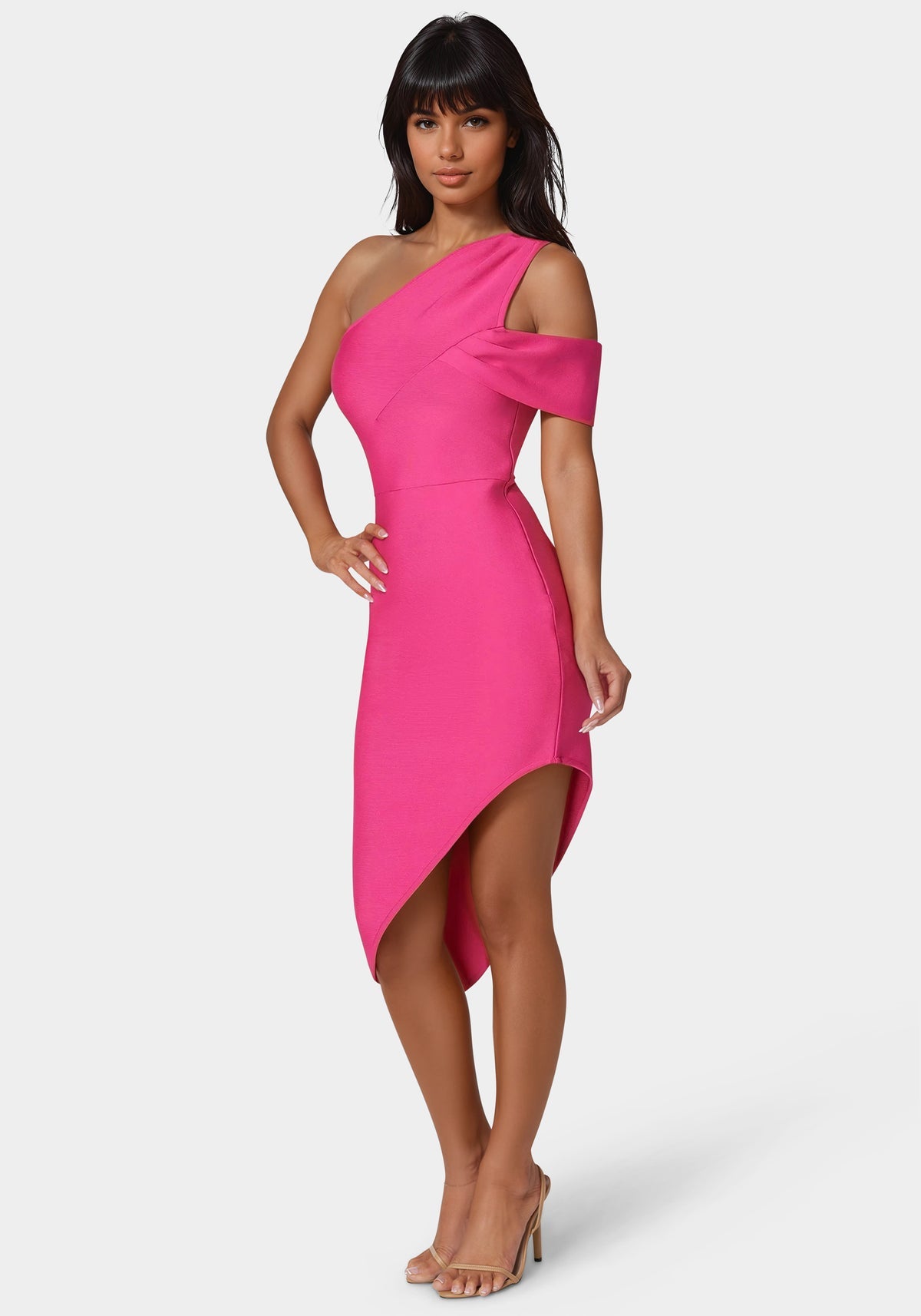 Bebe Asymmetrical High Slit Bandage Midi Dress - NWT - Size XL