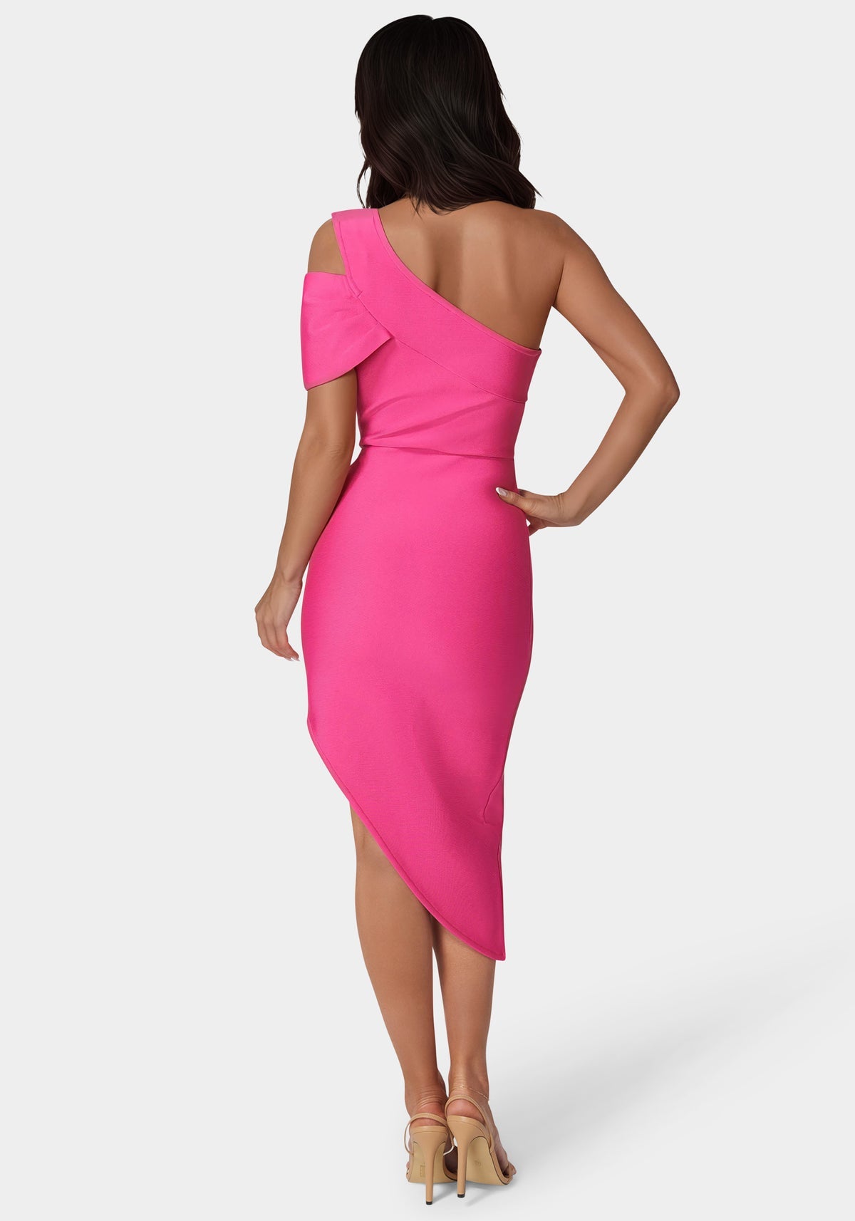 Bebe Asymmetrical High Slit Bandage Midi Dress - NWT - Size XL