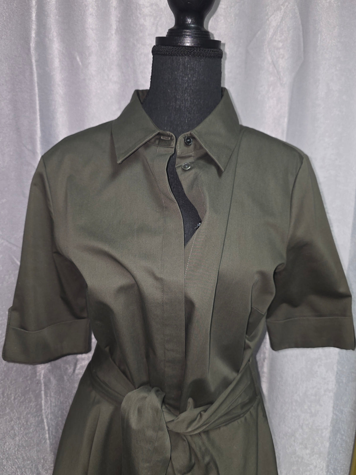 BM Olive Green Belted Shirt Dress – Size 10