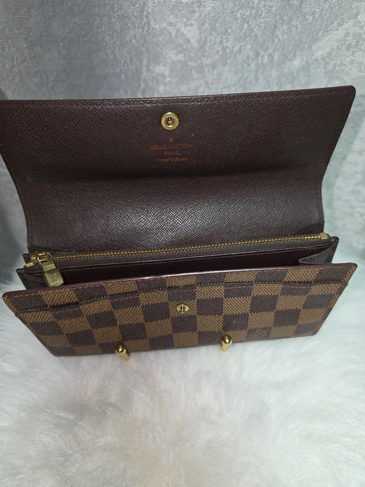 Pre-owned Damier Ebene Sarah Wallet