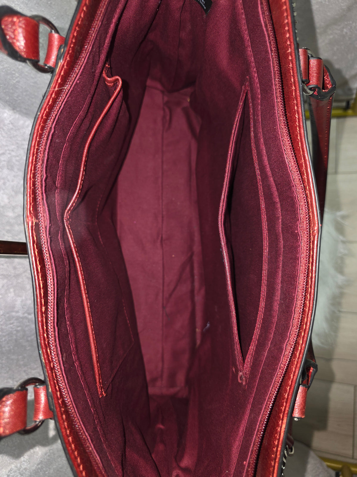 Leather Burgundy Red Tote Bag