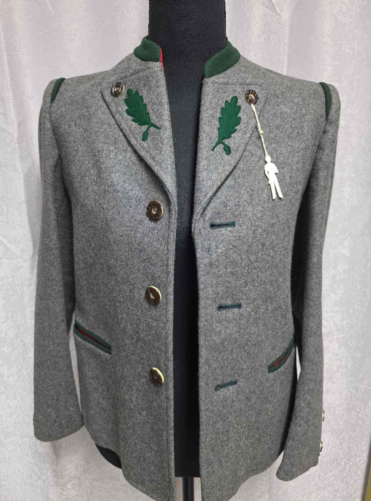Vintage Gray & Green Trachten Loden Jacket - Size S