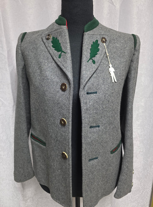 Vintage Gray & Green Trachten Loden Jacket - Size S