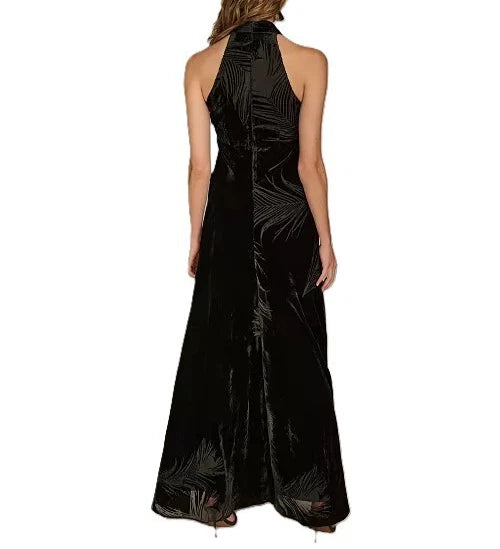 Donna Karan New York Velvet Halter Neck Twist Gown - Black