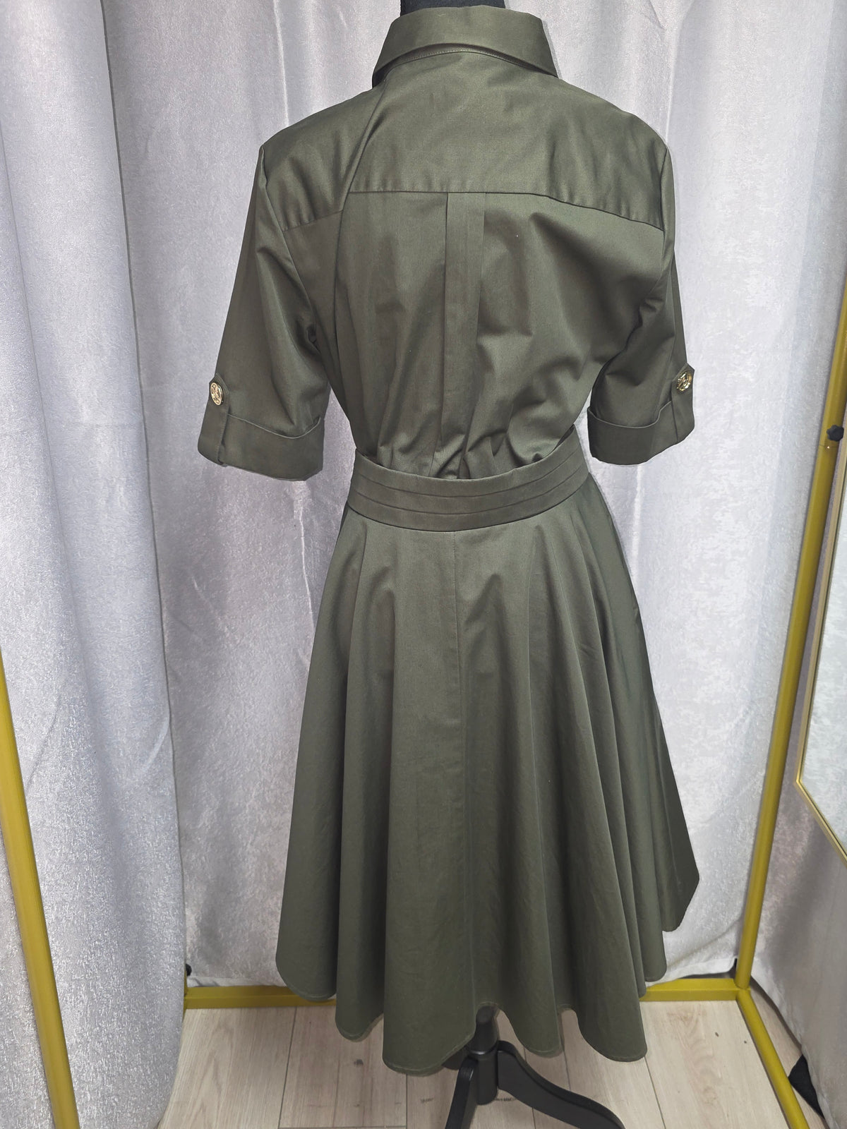BM Olive Green Belted Shirt Dress – Size 10