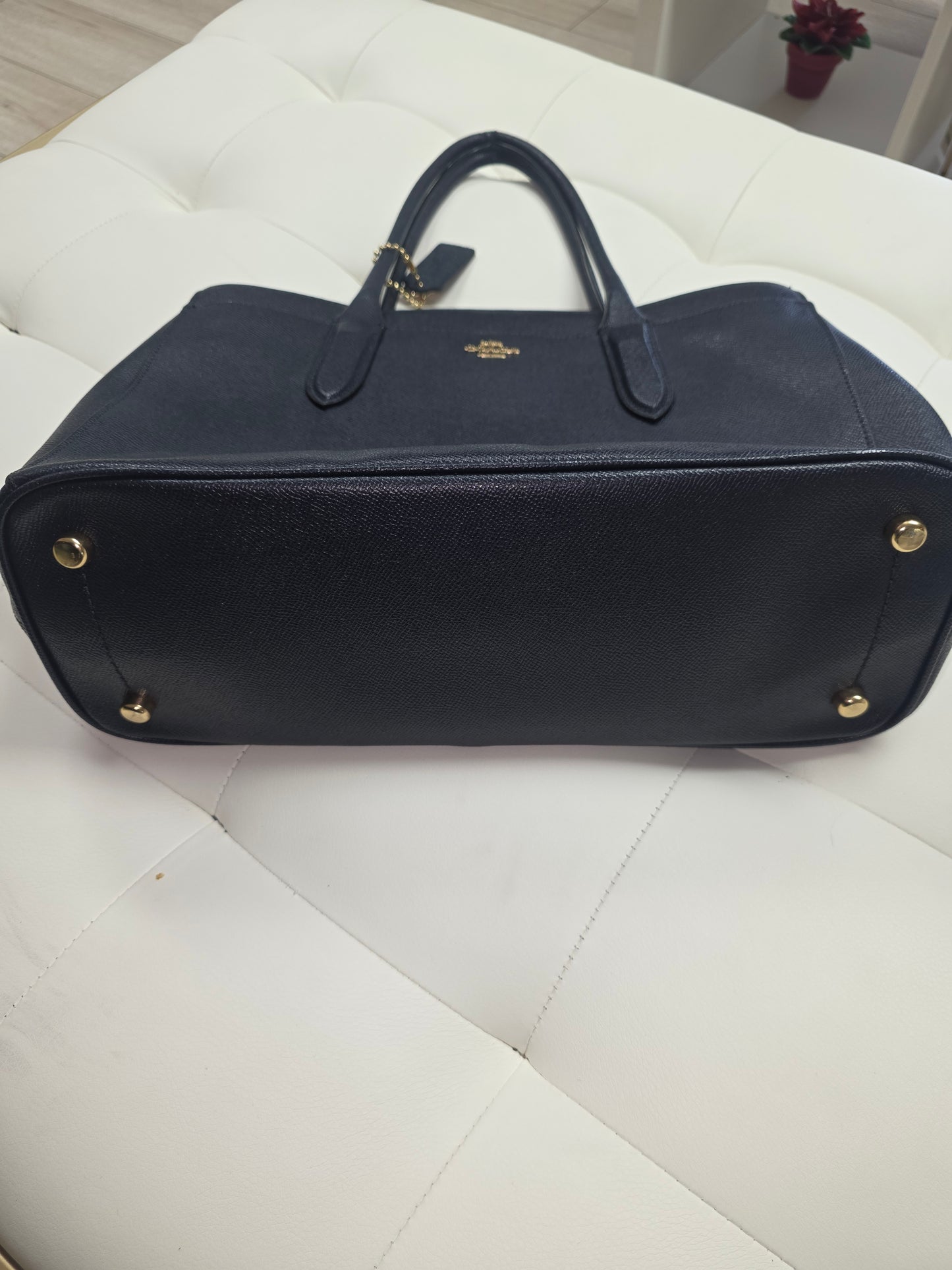 Coach Navy Pebbled Leather Tote Bag