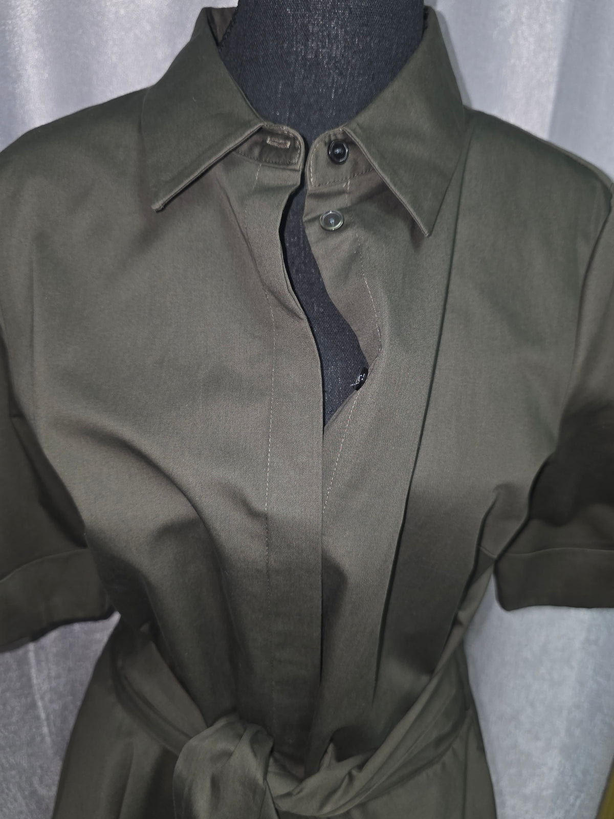 BM Olive Green Belted Shirt Dress – Size 10