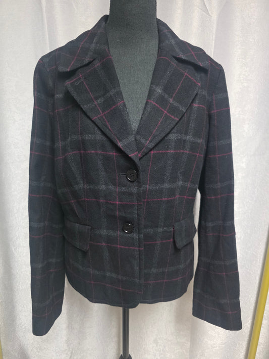 Charcoal Plaid Blazer Jacket - Size 12