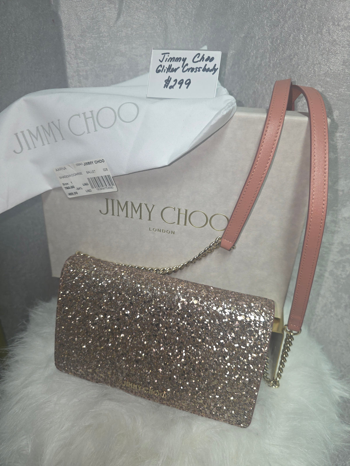Jimmy Choo Glitter Crossbody Clutch – Shadow Coarse Ballet