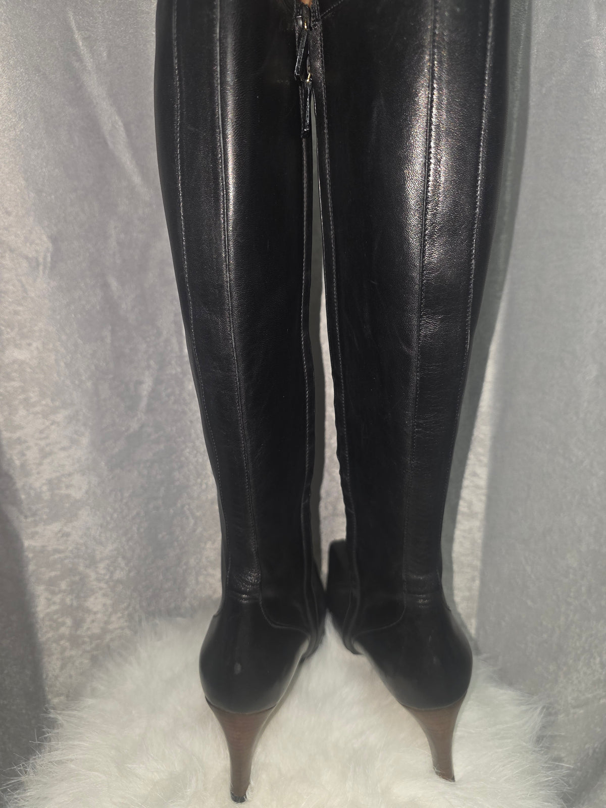 Black Leather Knee-High Boots – Size 9B