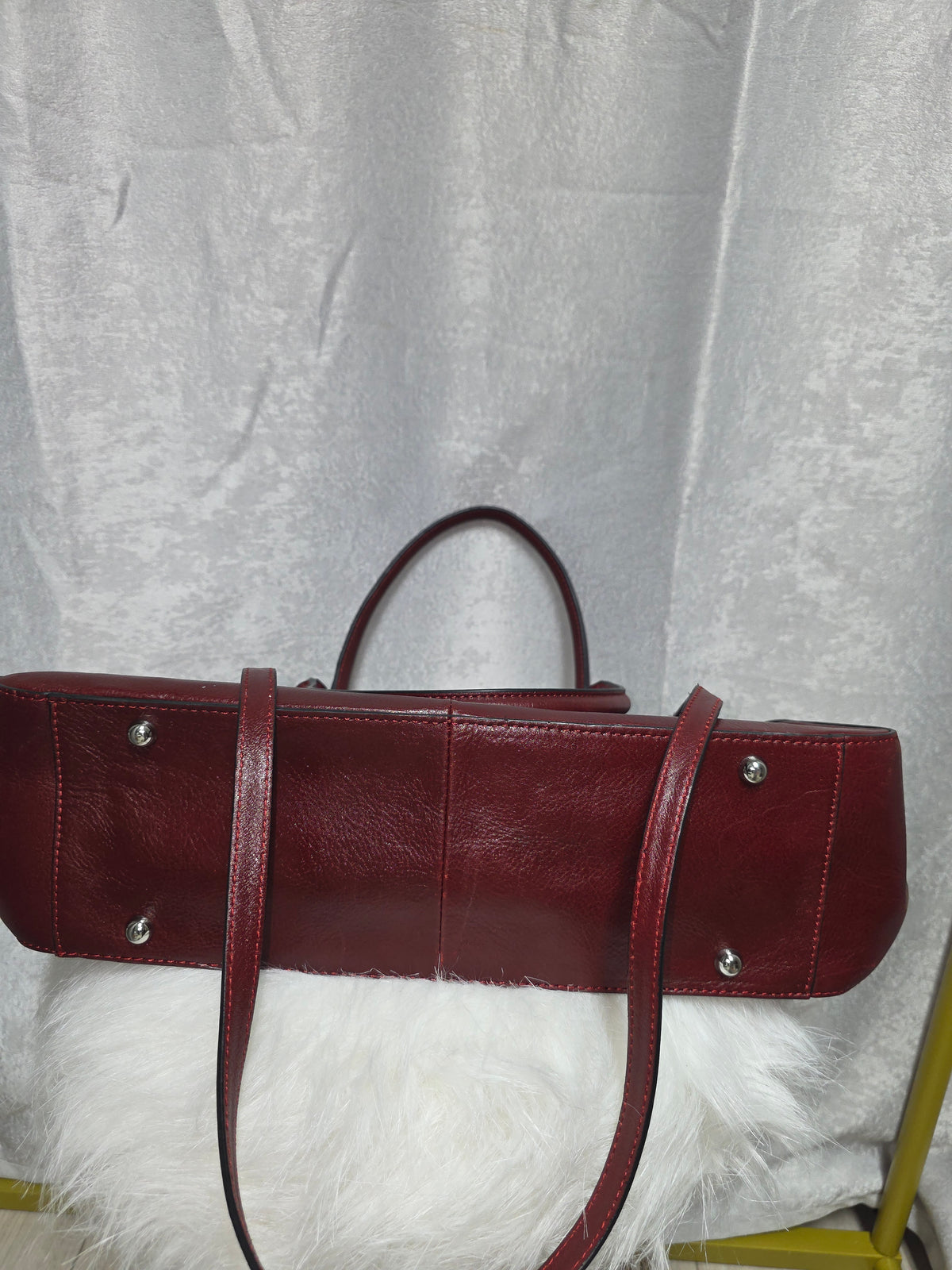 Leather Burgundy Red Tote Bag