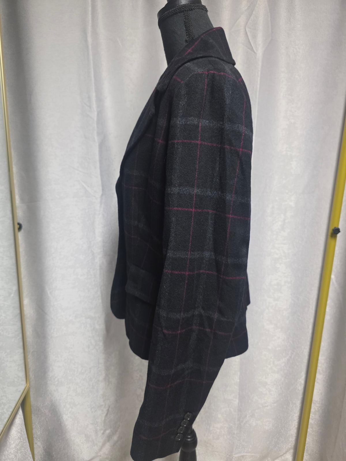 Charcoal Plaid Blazer Jacket - Size 12