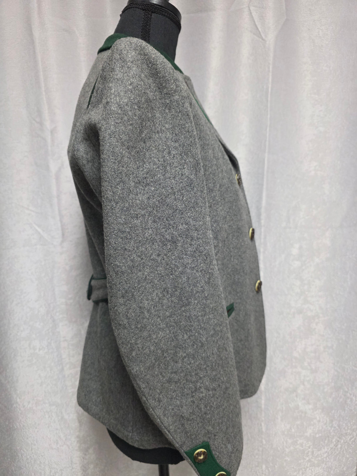 Vintage Gray & Green Trachten Loden Jacket - Size S