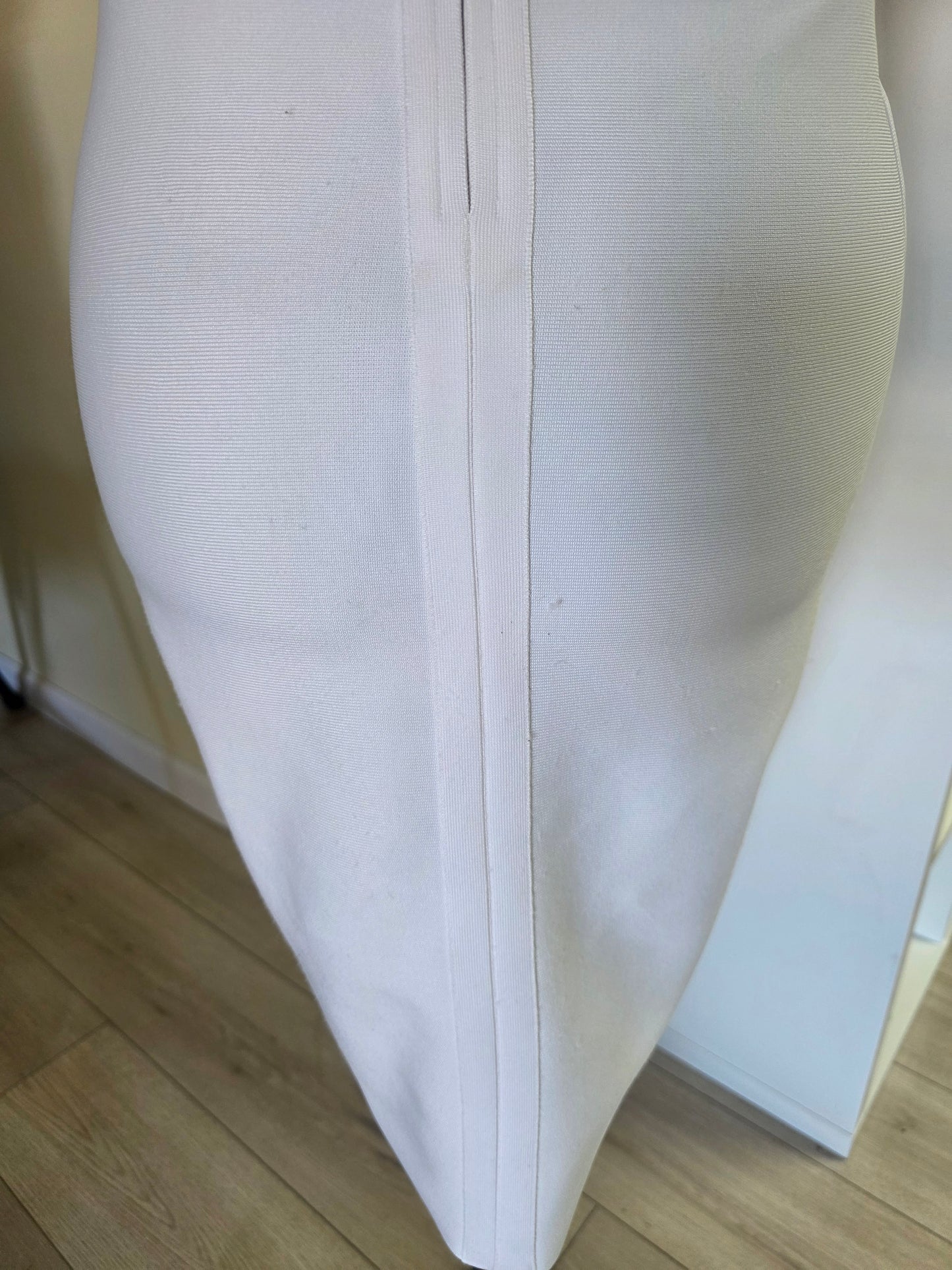 Bebe Corset Bandage Dress w/ Embellished Crystal – White
