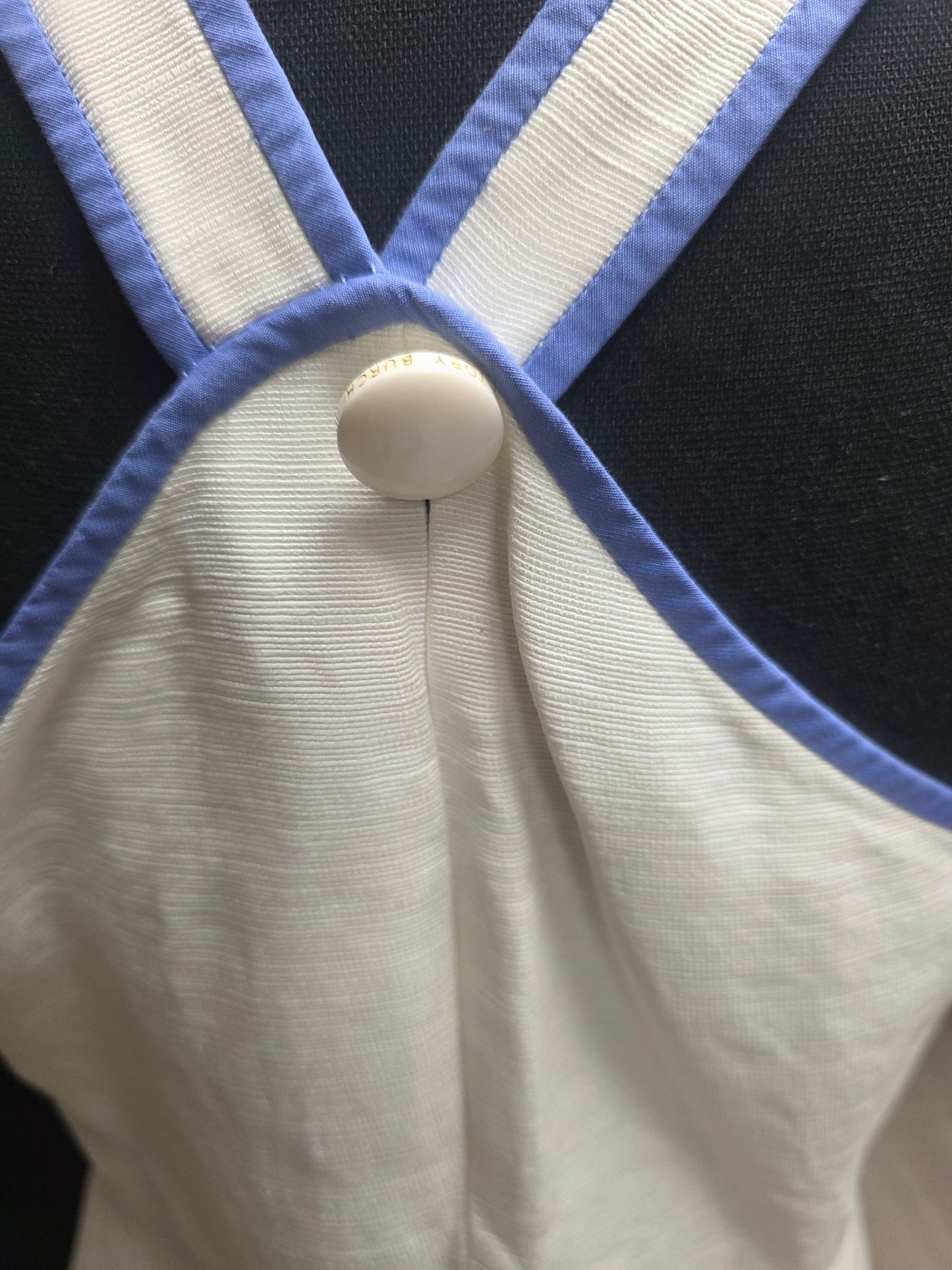 Tory Burch Ivory & Blue Floral Embroidered Dress