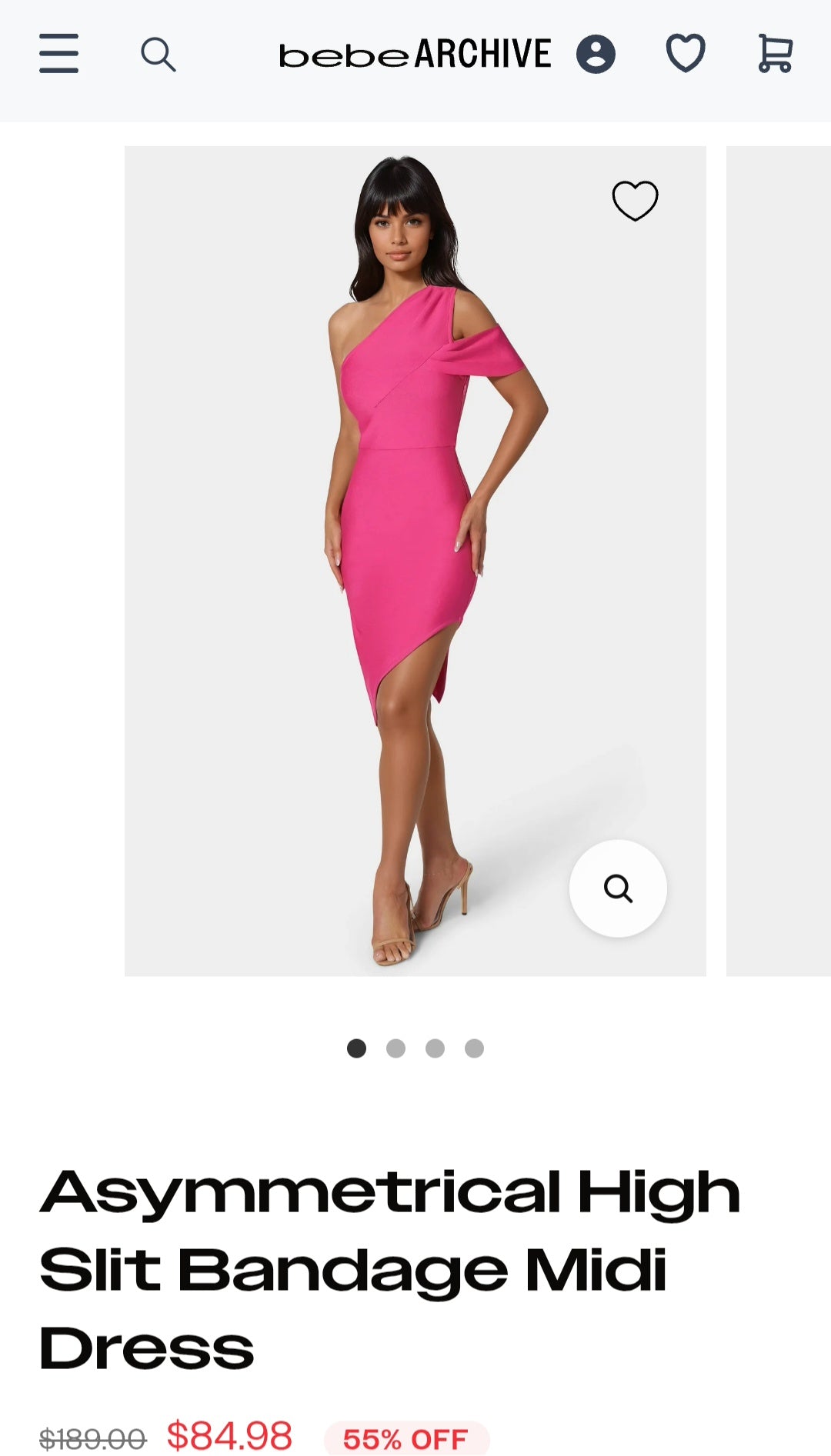 Bebe Asymmetrical High Slit Bandage Midi Dress - NWT - Size XL