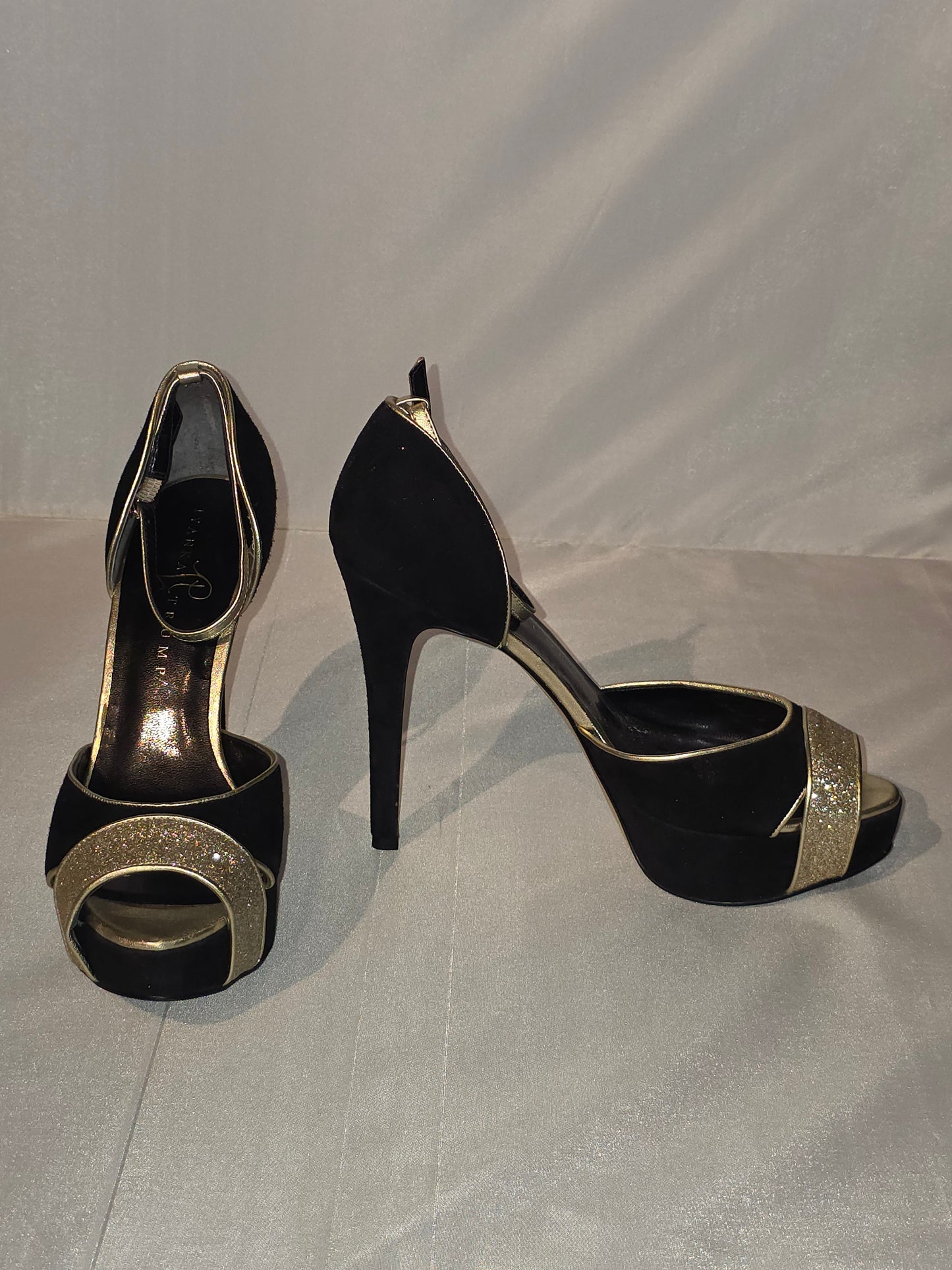 Black & Gold Stilleto Heels