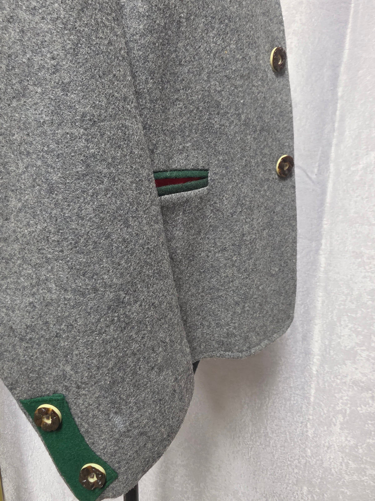 Vintage Gray & Green Trachten Loden Jacket - Size S