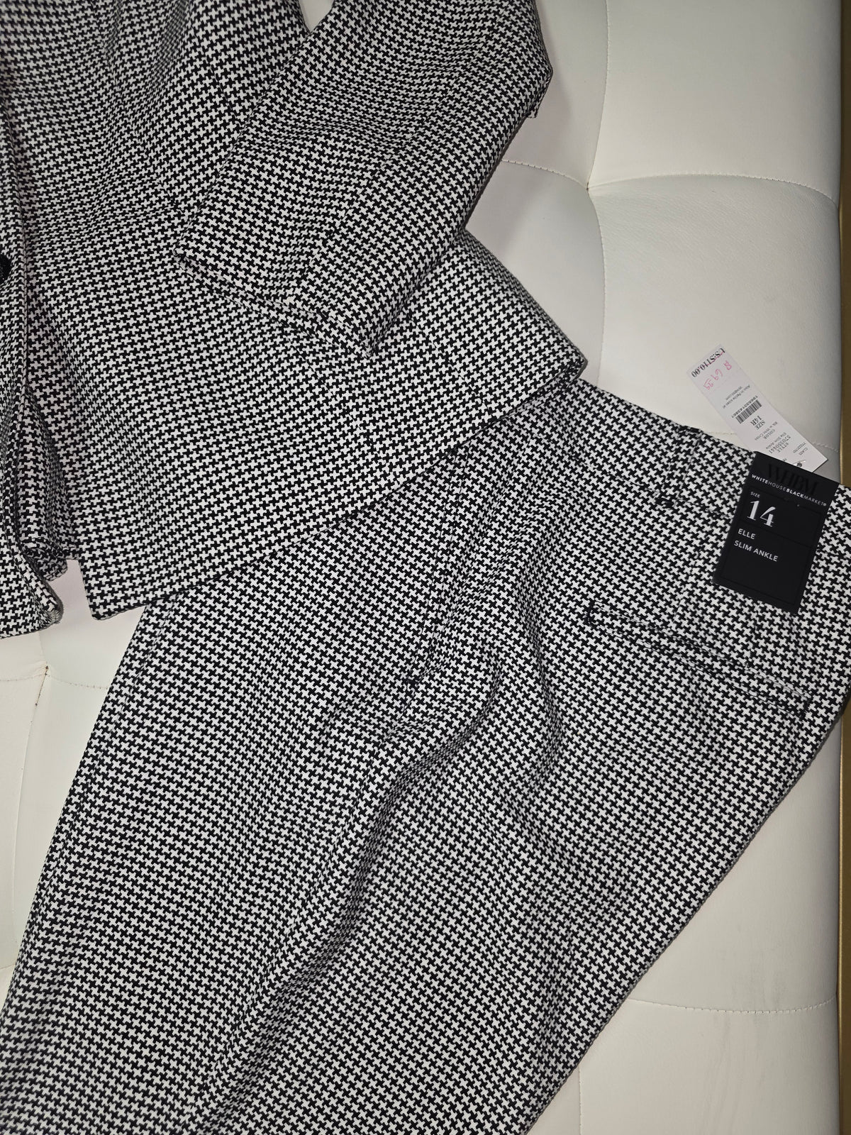 WHBM Black & White Houndstooth Pantsuit – New - Size 14