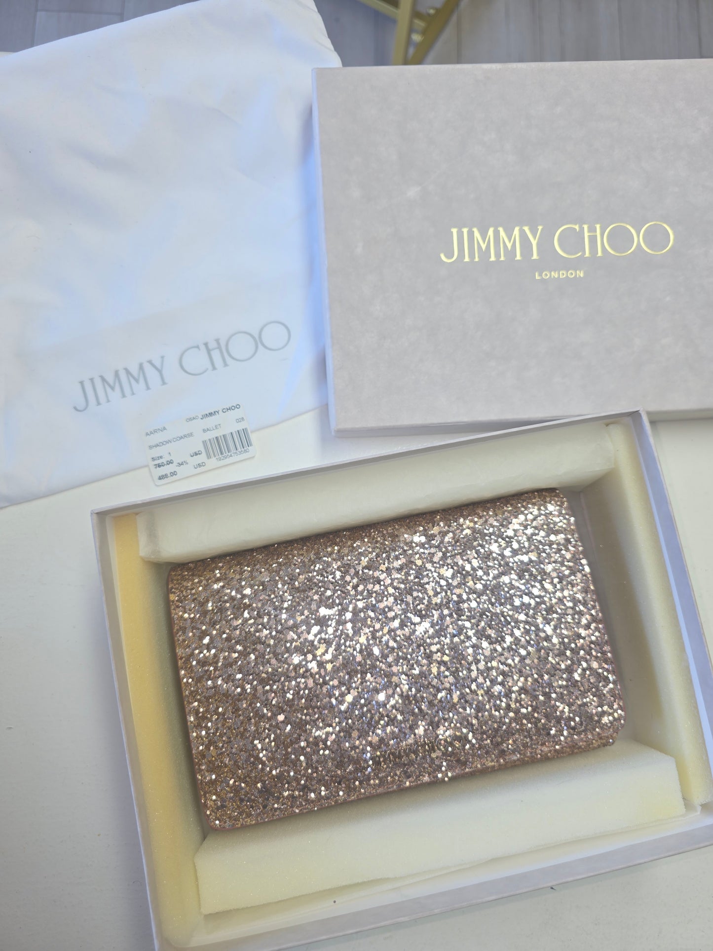 Jimmy Choo Glitter Crossbody Clutch – Shadow Coarse Ballet