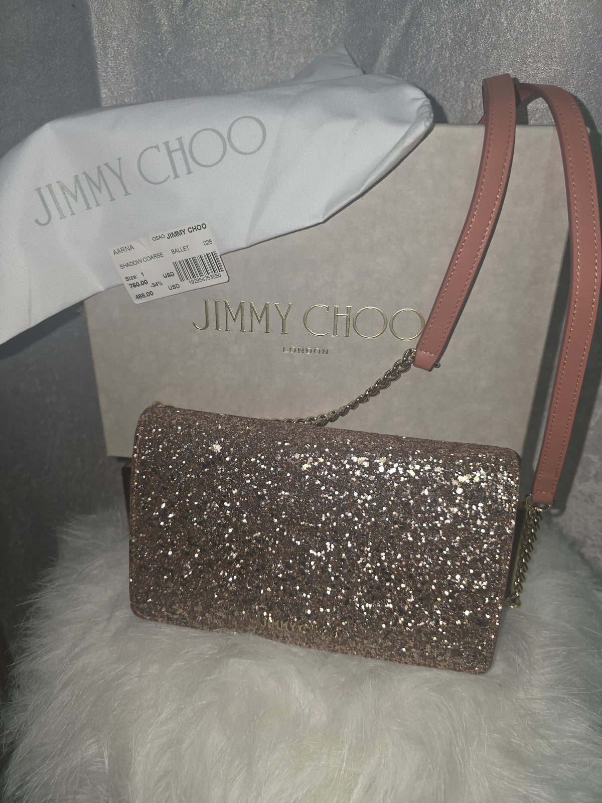 Jimmy Choo Glitter Crossbody Clutch – Shadow Coarse Ballet