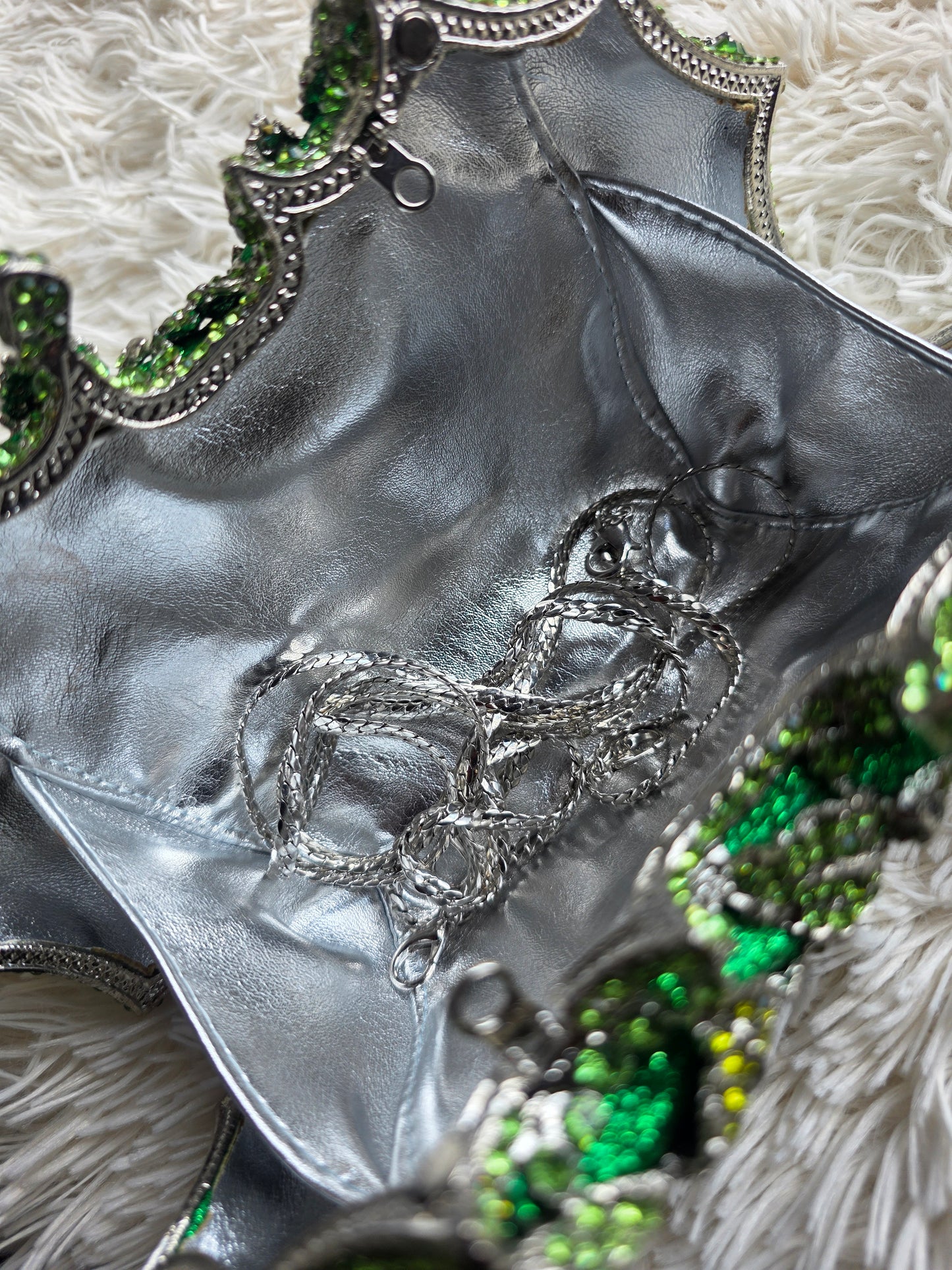 Blue & Green Floral Rhinestone Evening Clutch