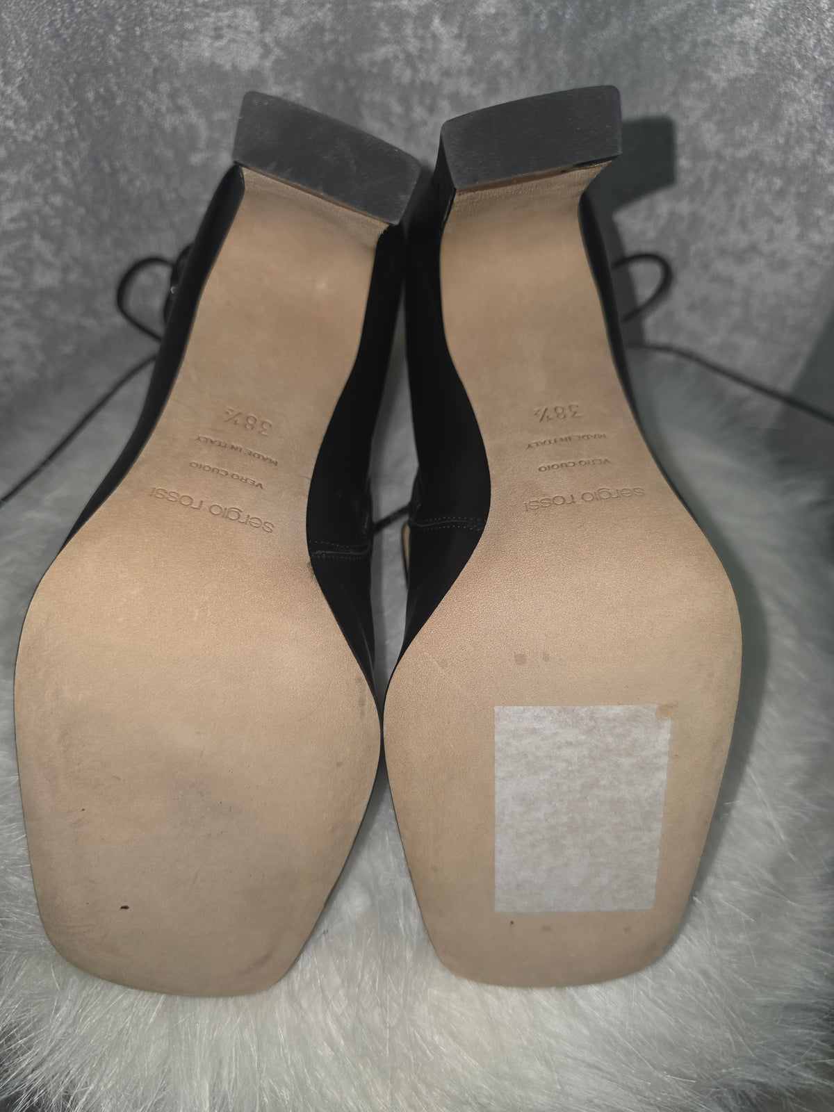 Black Leather Studded Lace-Up Ankle Boots – New - Size 38.5