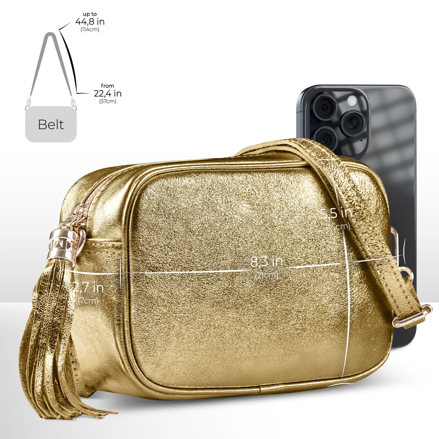 Italian Genuine Metallic Suede Crossbody Bag | Gubbio