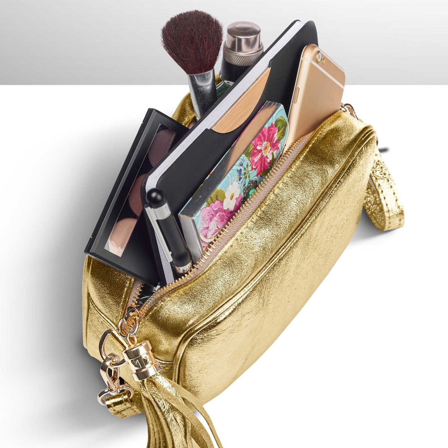 Italian Genuine Metallic Suede Crossbody Bag | Gubbio