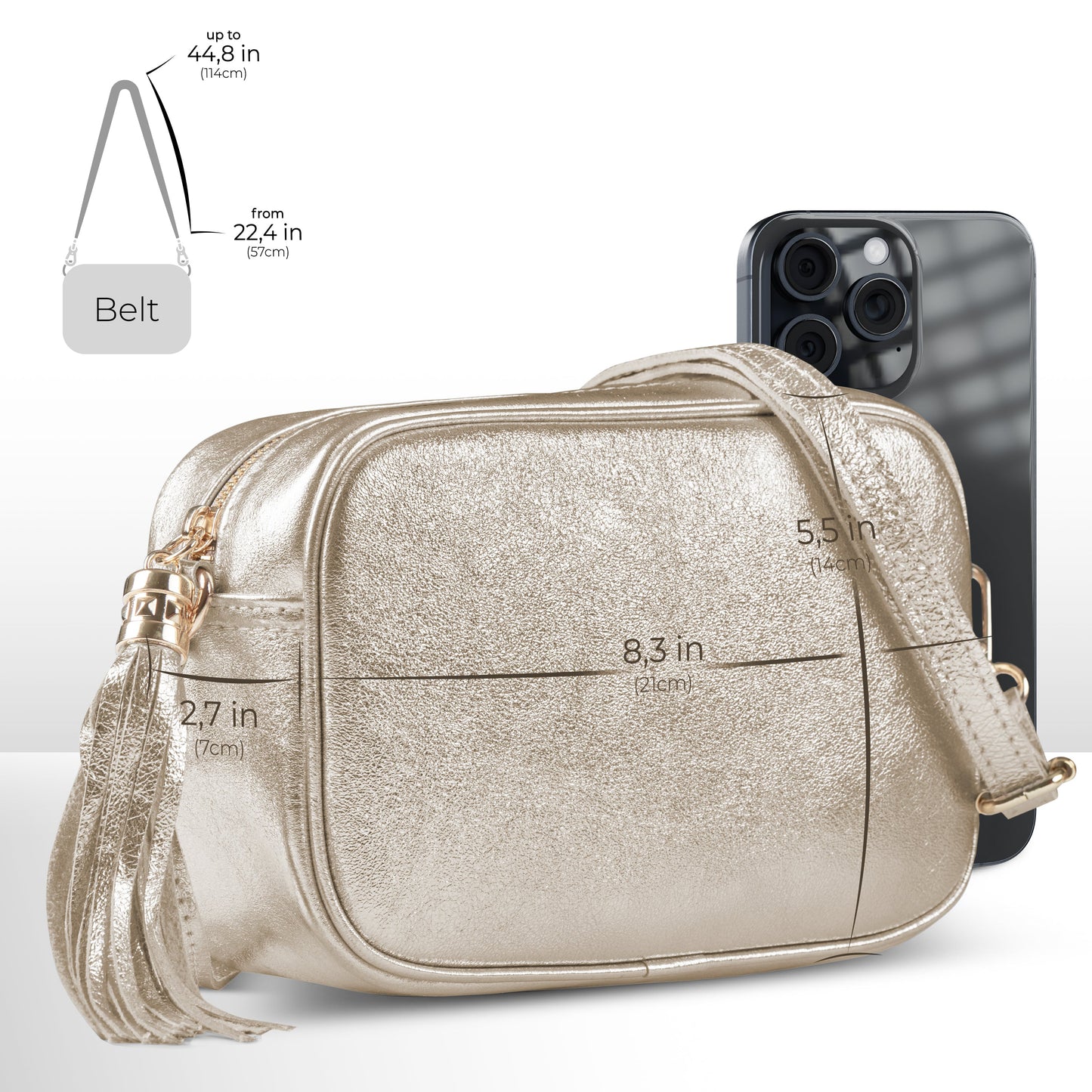 Italian Genuine Metallic Suede Crossbody Bag | Gubbio